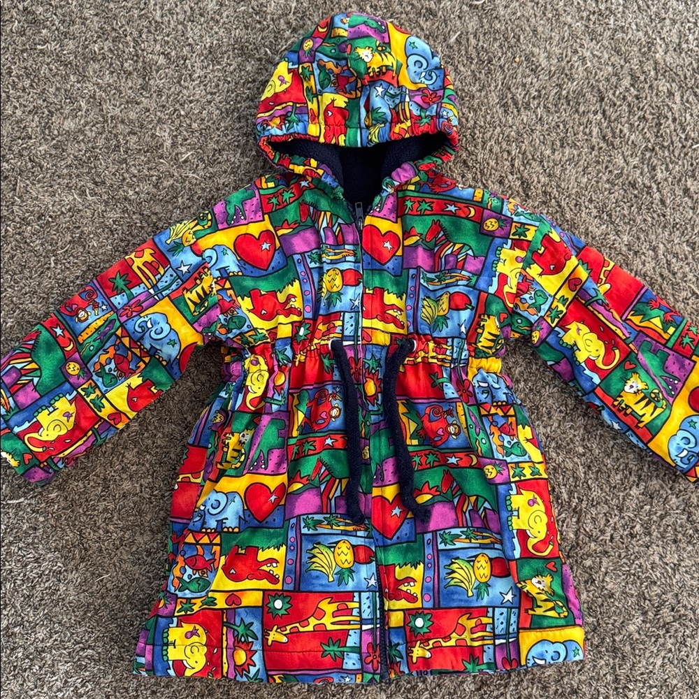 Vintage Quilted Kids Colourful Jacket With Animals - Picture 2 of 9